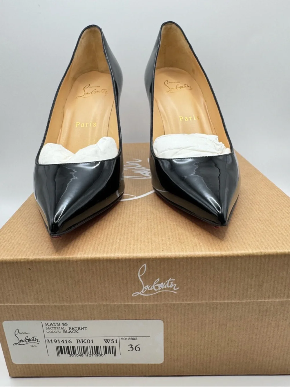 Christian Louboutin Kate 85 Black Patent Pump Heel Size 36 EU 6 US w Box - Picture 9 of 9